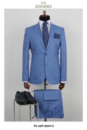 کت و شلوار یقه انگلیسی آبی