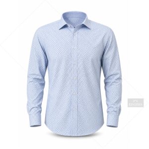 پیراهن مردانه طرح دار ابی روشن