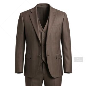 کت و شلوار طرحدار ادگرس/قهوه ای/ اسلیم فیت